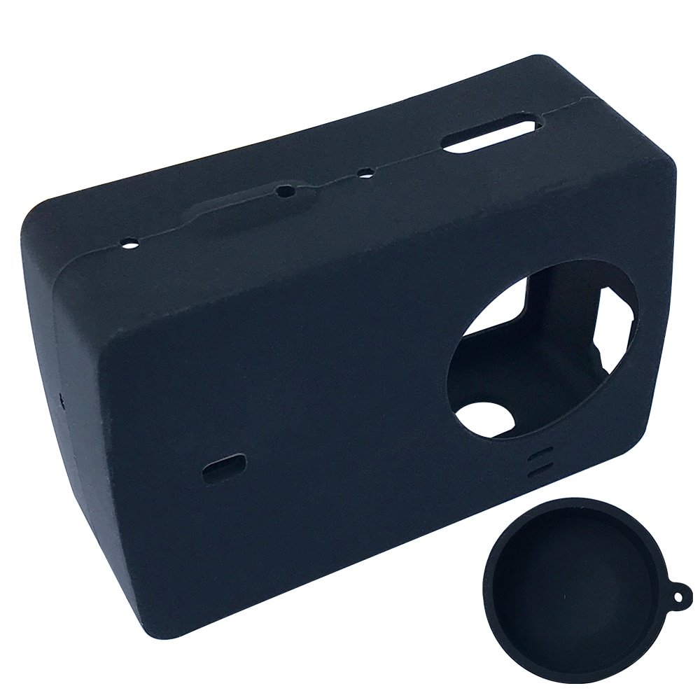 Silicone Case + Lens Cover Cap for XIAOMI YI 4K Plus Lite Protective Housing Soft Cover for XIAOYI 4