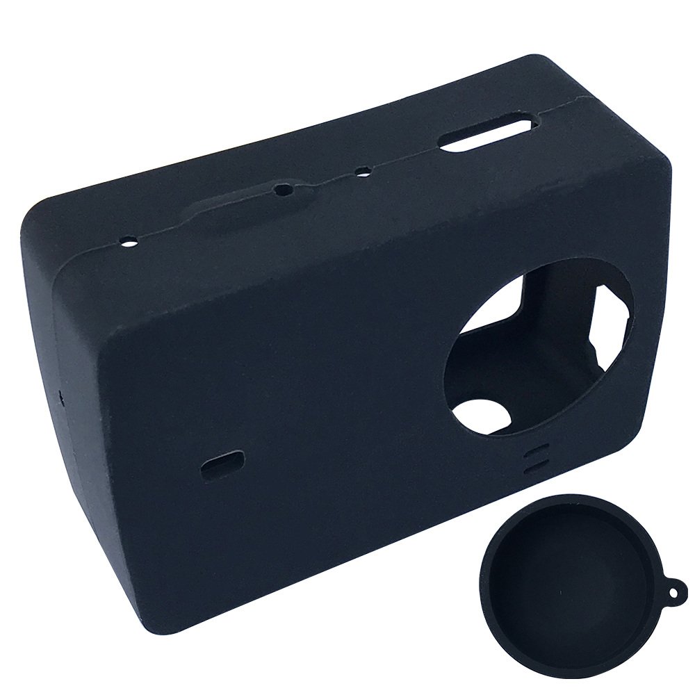 Silicone Case + Lens Cover Cap for XIAOMI YI 4K Plus Lite Protective Housing Soft Cover for XIAOYI 4