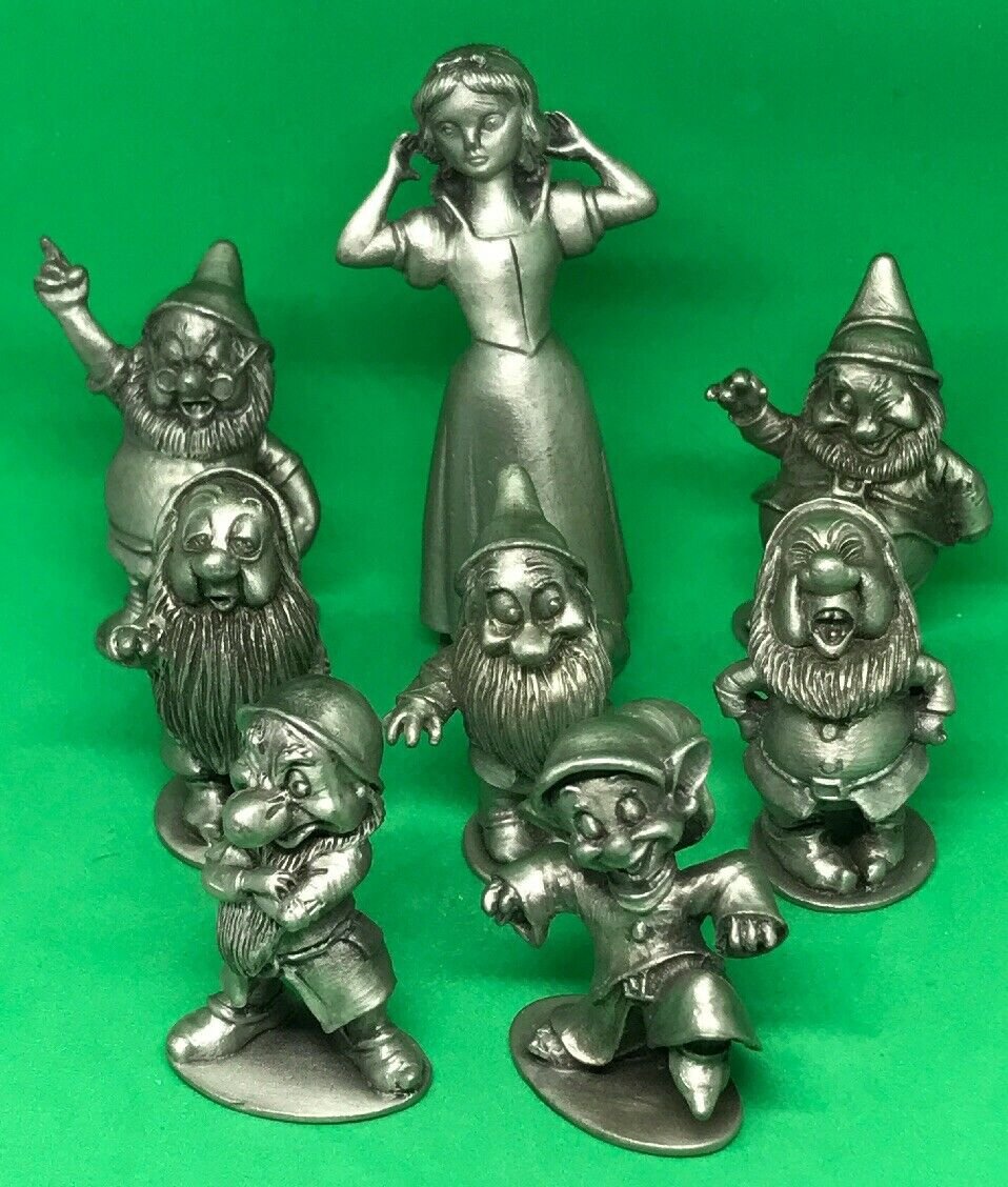 Disney Snow White And The 7 Dwarfs Figurine Set 1970's Hudson Pewter 