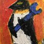 “Penguin with Wrench #39 original Painting 3.5x2.5