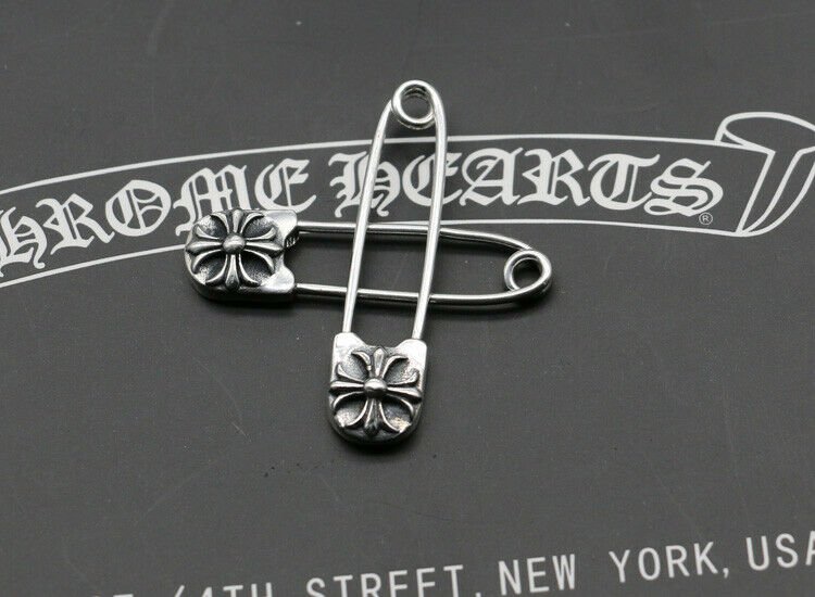 925 Sterling Silver Biker Punk Brooch Earring Safety Pin Style