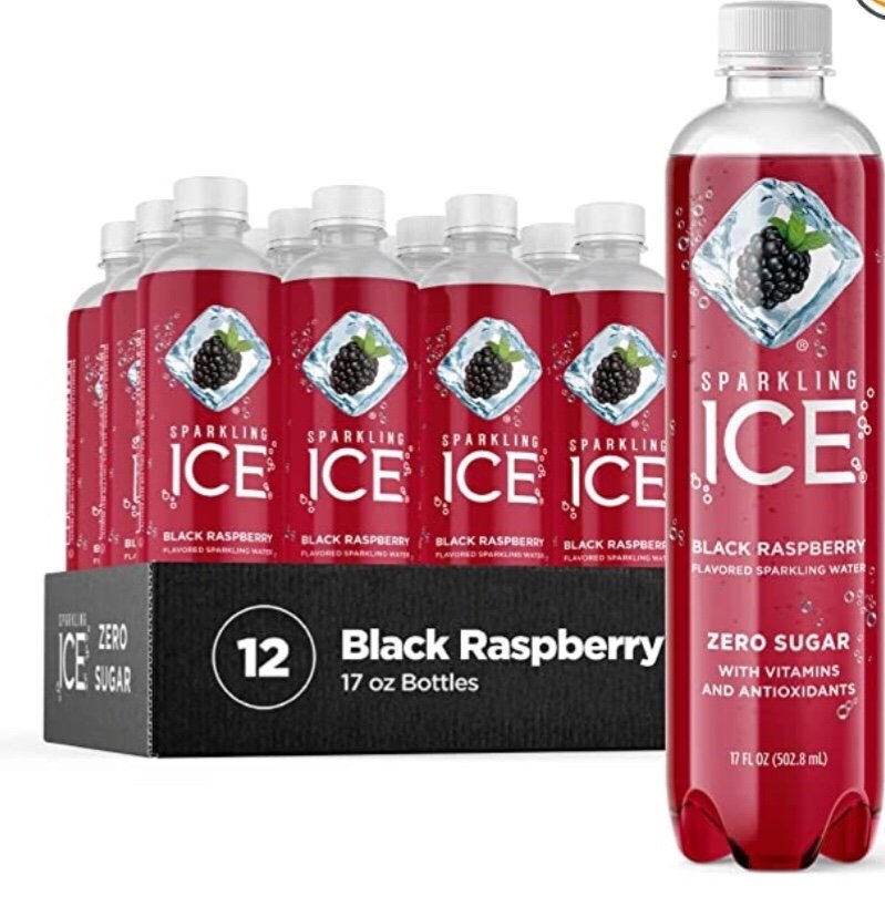 Sparkling ICE, Black Raspberry Sparkling Water, Flavored Water,  17 fl oz Bottles (Pack of 12)