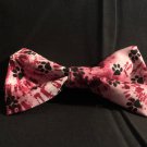 Pink Paw Prints Tie Dye Bow Tie (Small)