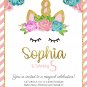 Unicorn Invitation Design 3 Printable Digital princess watercolor glitters birthday