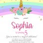 Unicorn Princess Invitation Design 4 Printable Digital watercolor glitters birthday