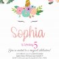 Unicorn Invitation Design 5 Printable Digital watercolor Princess glitters birthday