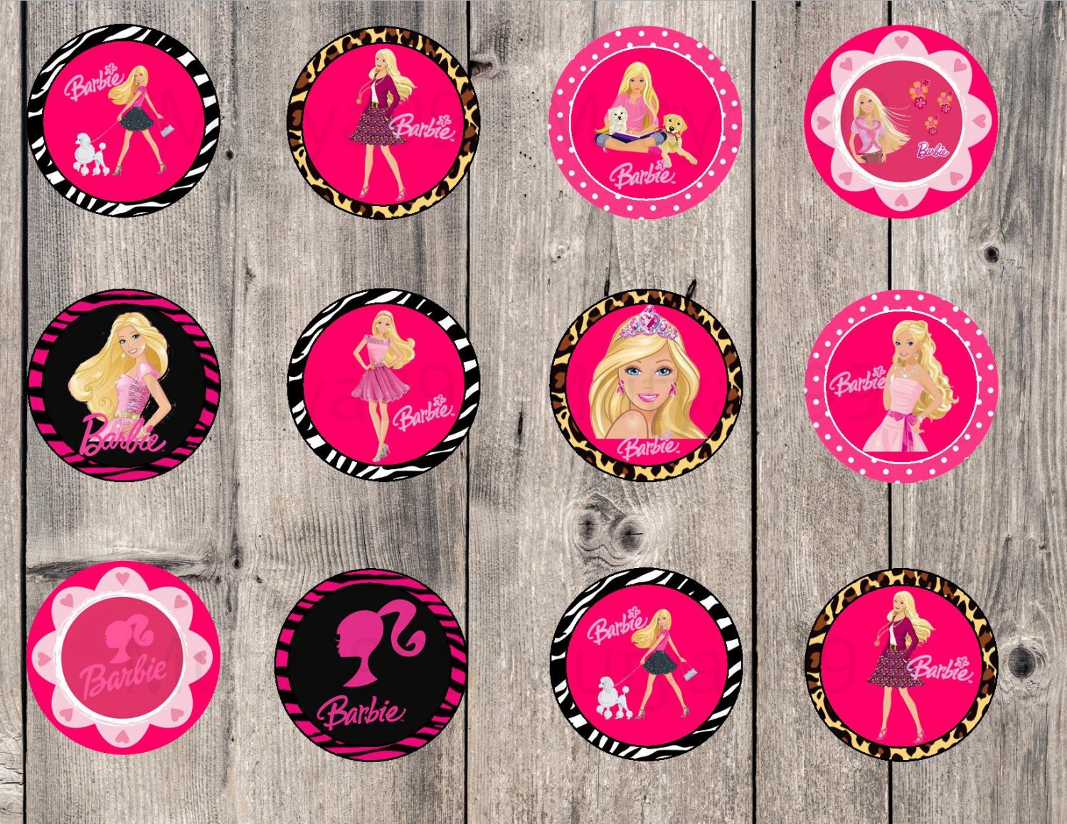 Barbie Assorted Cupcake Toppers Printable Digital Instant Download