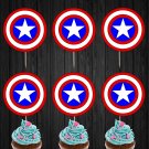 Captain America Shield Logo Cupcake Toppers Digital Printable Instant Download