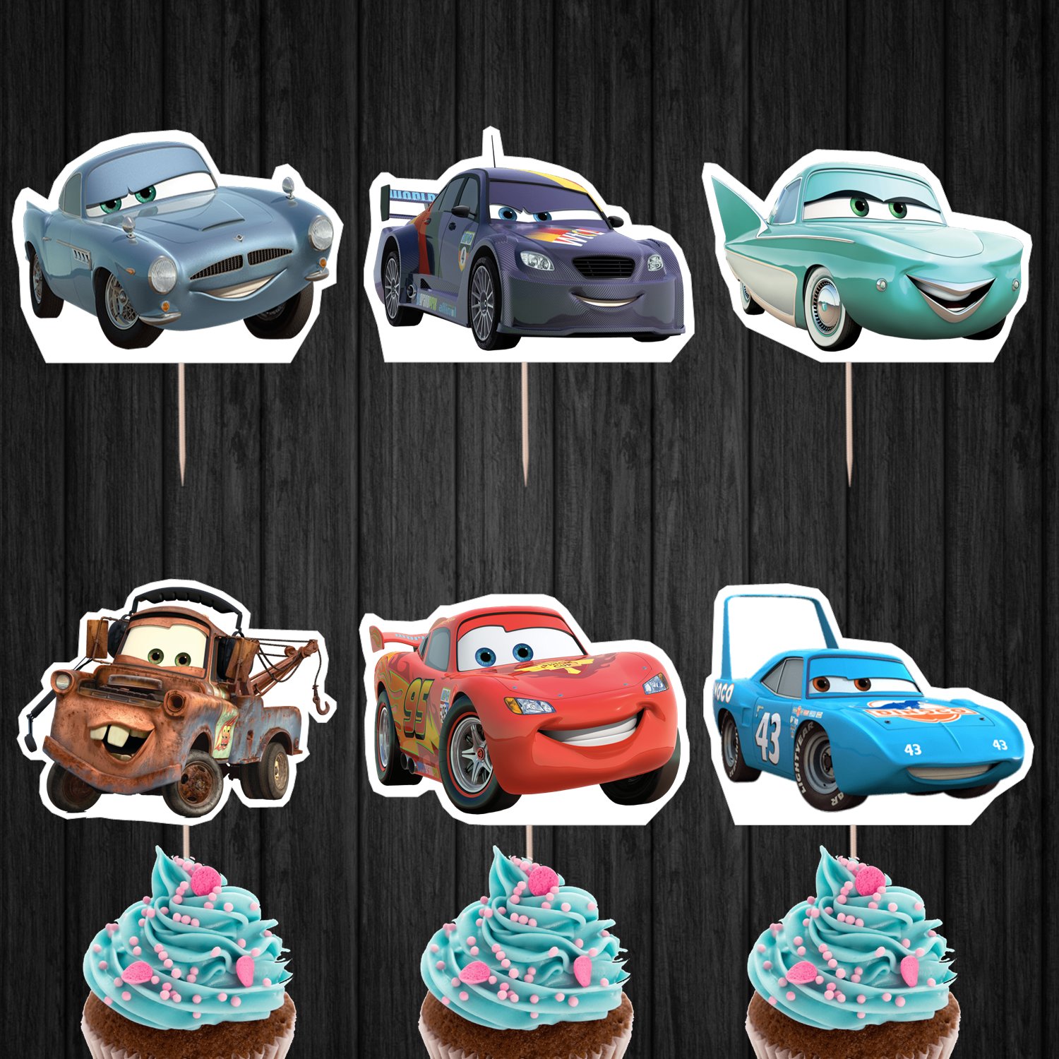 The Cars Disney Pixar Cupcake Toppers Digital Printable Instant Download