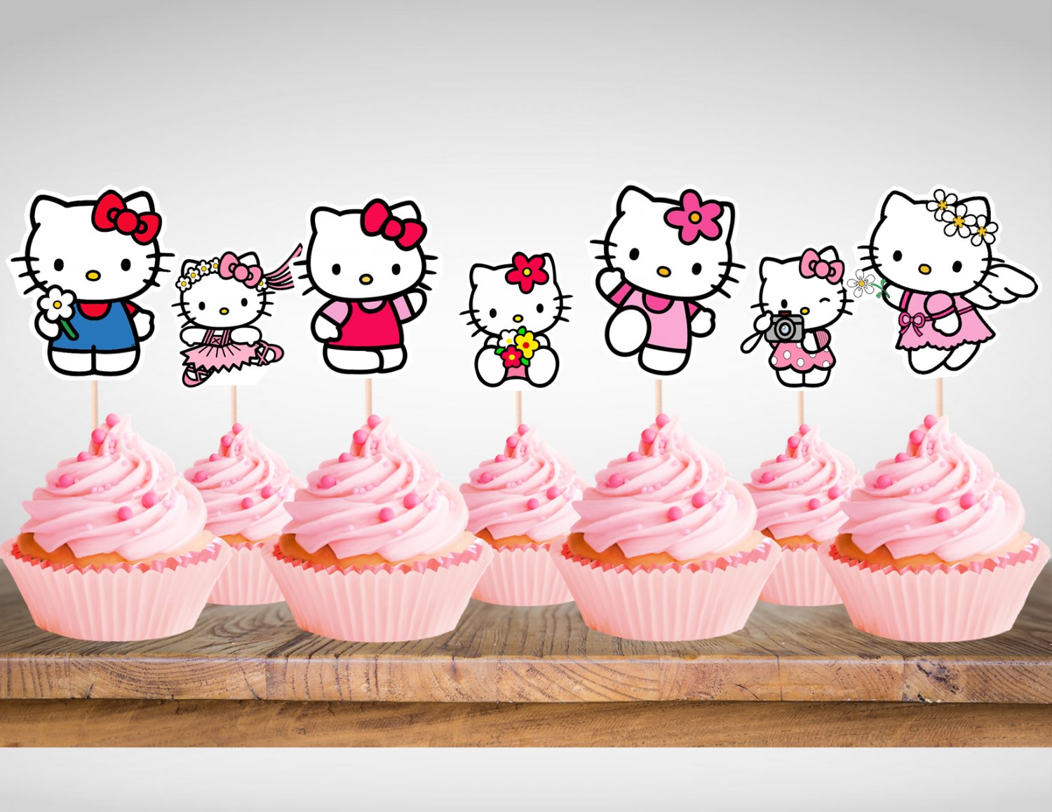Hello Kitty Assorted Cupcake Toppers Digital Printable Instant Download