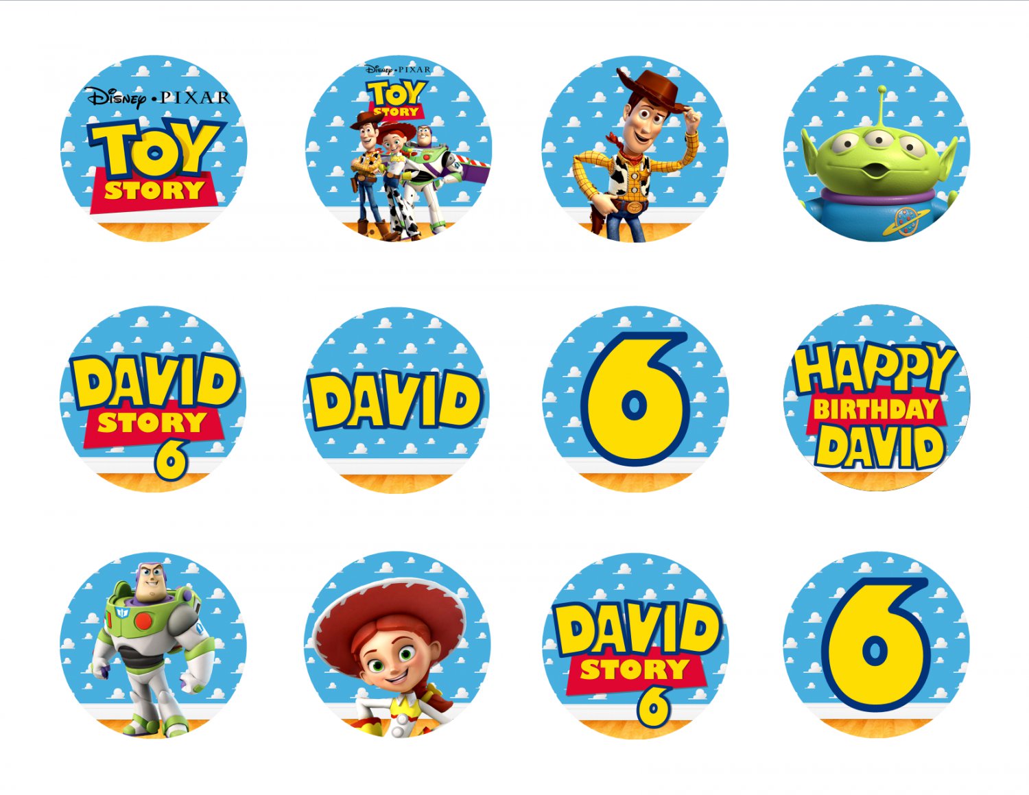 Personalized Toy Story Cupcake Toppers Printable Digital