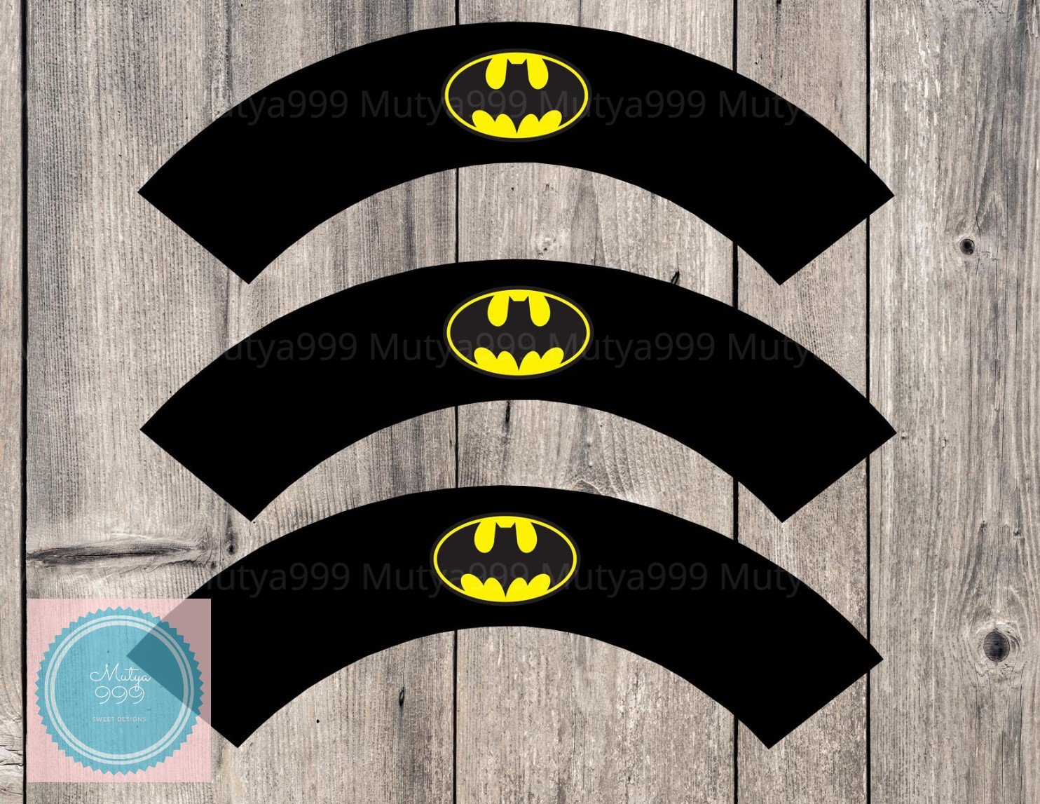 Batman Superhero Cupcake Wrappers Printable Digital Instant Download