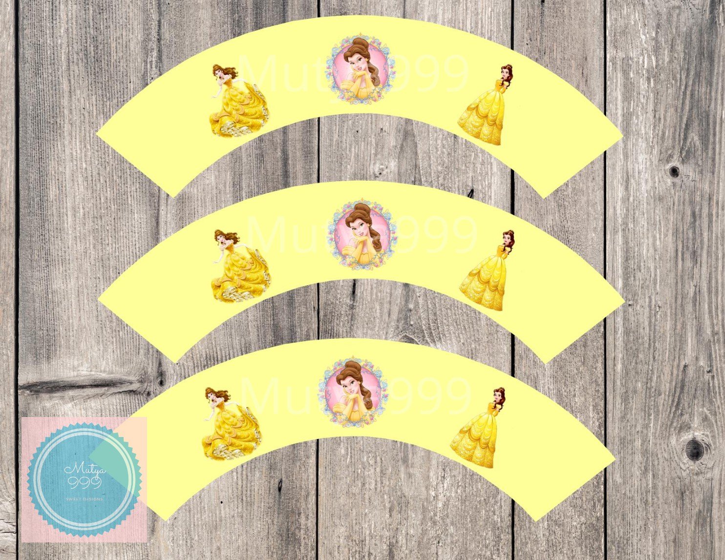 Belle Disney Princess Cupcake Wrappers Printable Digital Instant Download