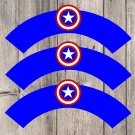 Captain America Avengers Superhero Cupcake Wrappers Printable Digital Instant Download