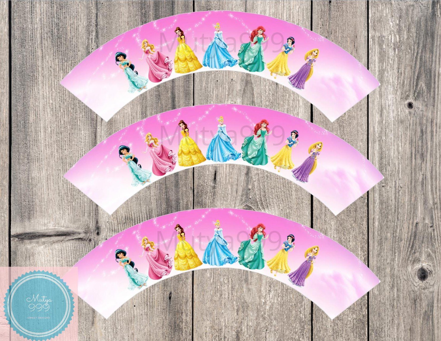 Disney Princesses Cupcake Wrappers Printable Digital Instant Download Princess