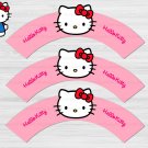 Hello Kitty Cupcake Wrappers Printable Digital Instant Download Pink