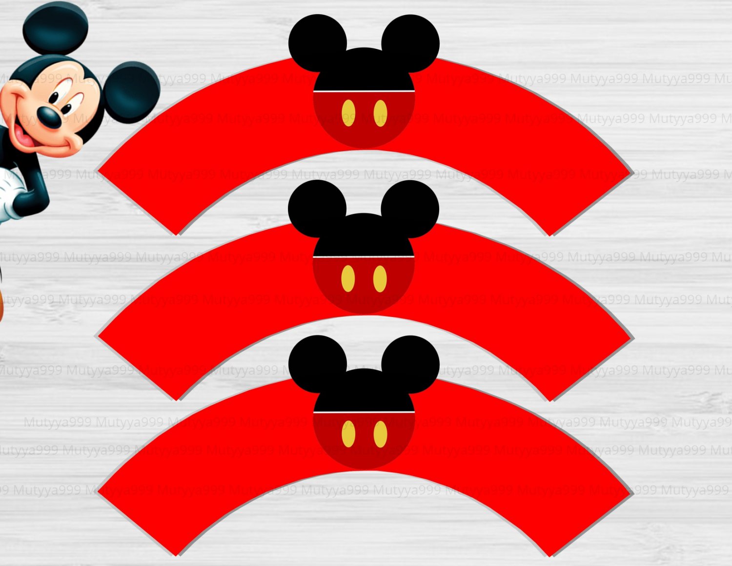 Mickey Mouse Disney Cupcake Wrappers Printable Digital Instant Download
