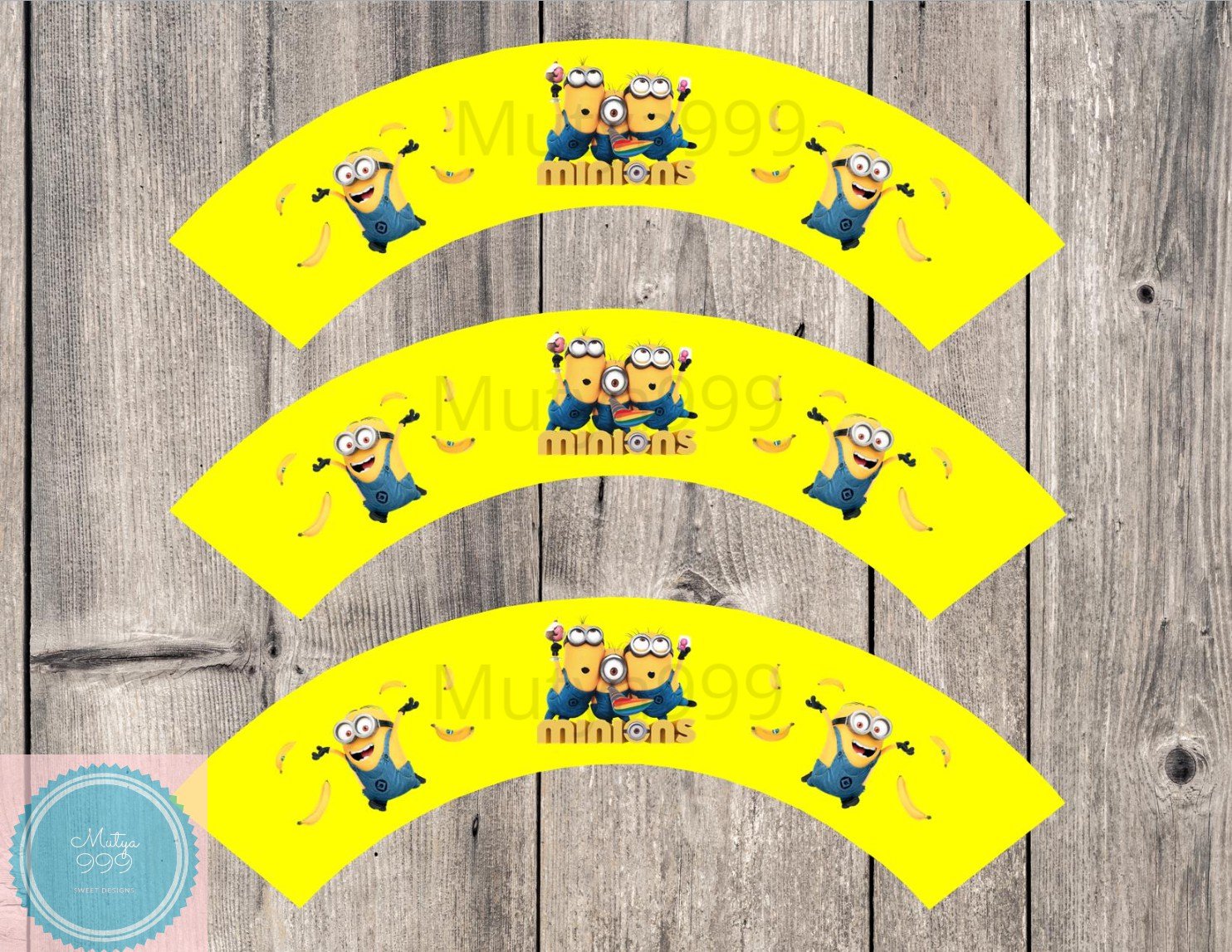 Minions Despicable Me Cupcake Wrappers Printable Digital Instant Download
