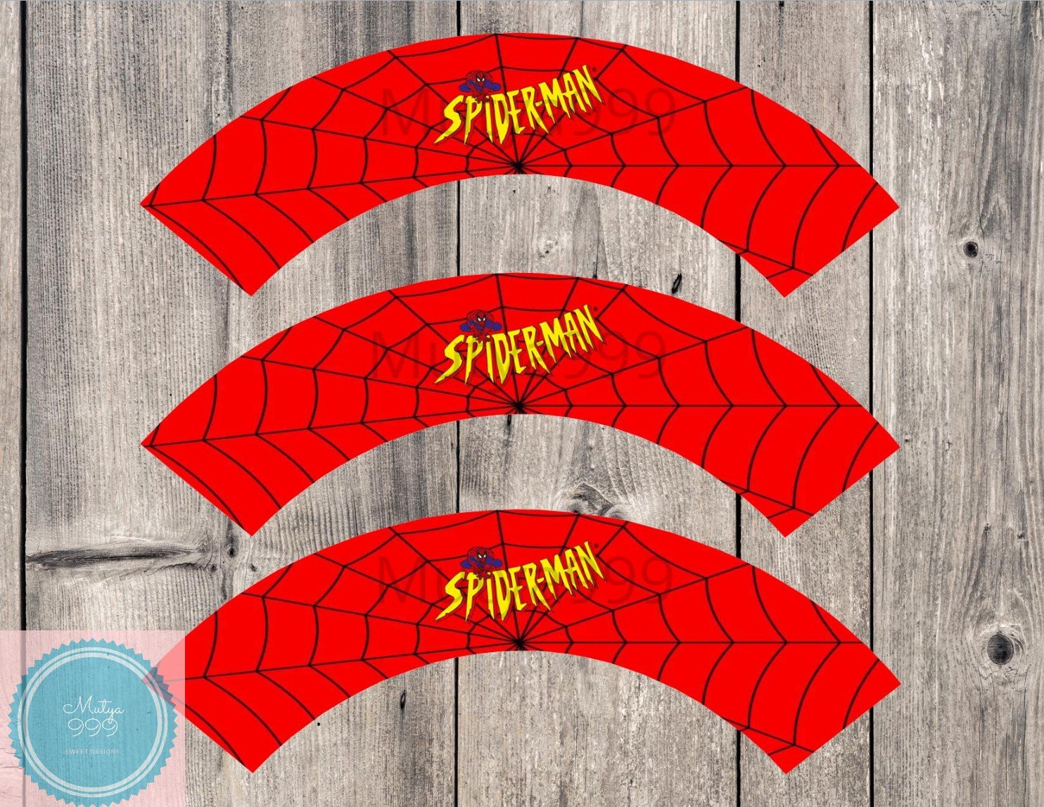 Spiderman Avengers RED Cupcake Wrappers Printable Digital Instant Download