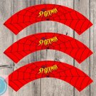 Spiderman Avengers RED Cupcake Wrappers Printable Digital Instant Download