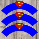 Superman Superhero Cupcake Wrappers Printable Digital Instant Download