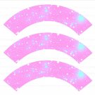 Unicorn Pink Stars Galaxy Cupcake Wrappers Printable Digital Instant Download