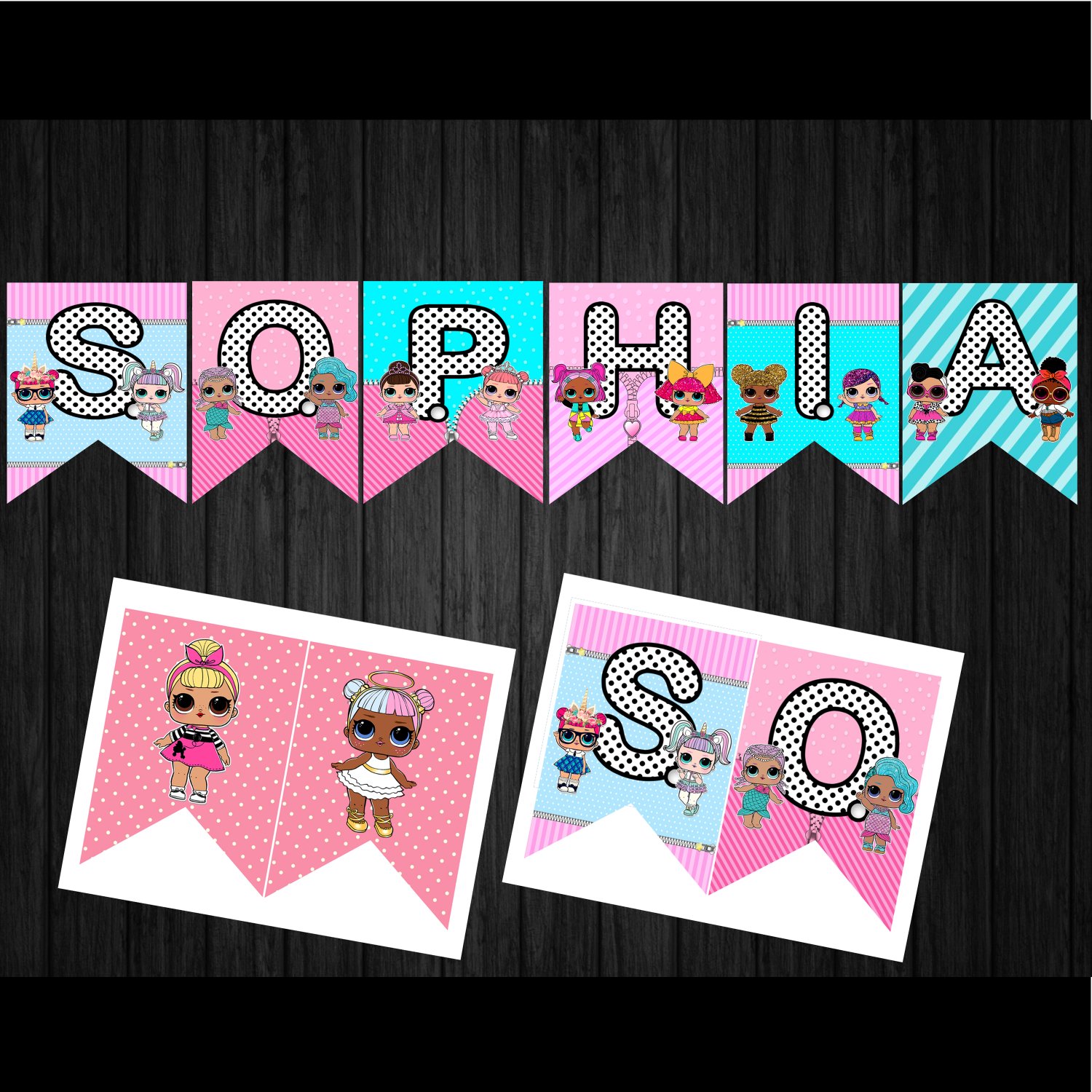 Personalized LOL Surprise Dolls Banners Printable Digital Custom Garland Bunting Bungings Garlands