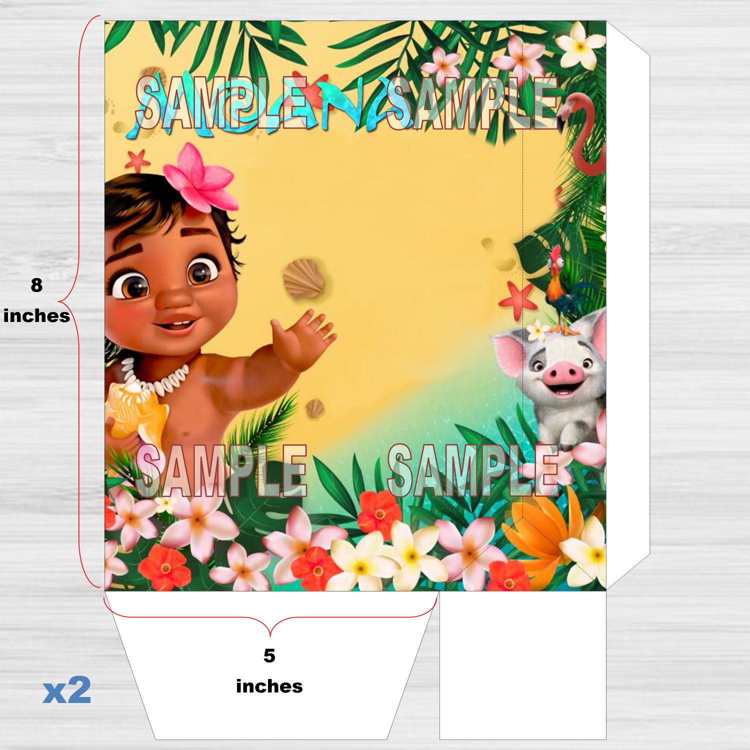 Moana Baby Favor Loot Paper Bag Template Printable Digital Instant Download