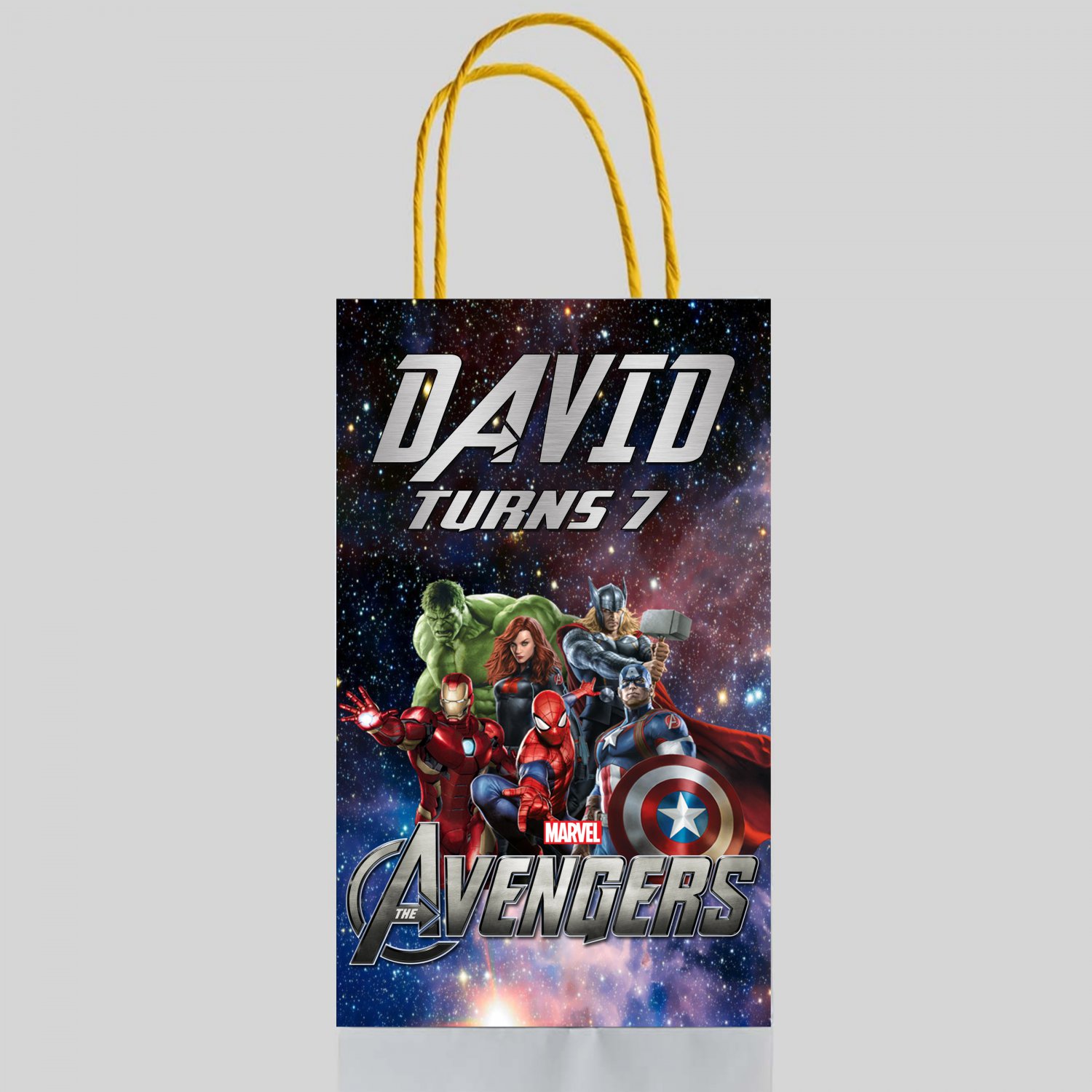 Personalized Avengers Superhero Favor Loot Paper Bag Template Printable Digital Custom Customized