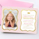Princess Birthday Invitation Design 1 with photo Printable Digital Gold Pink Elegant