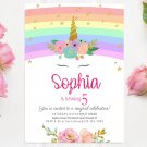 Unicorn Princess Invitation Design 4 Printable Digital watercolor glitters birthday