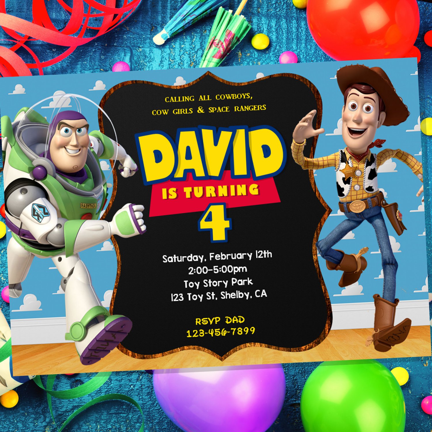 Personalized Toy Story Disney Invitation Printable Digital Custom