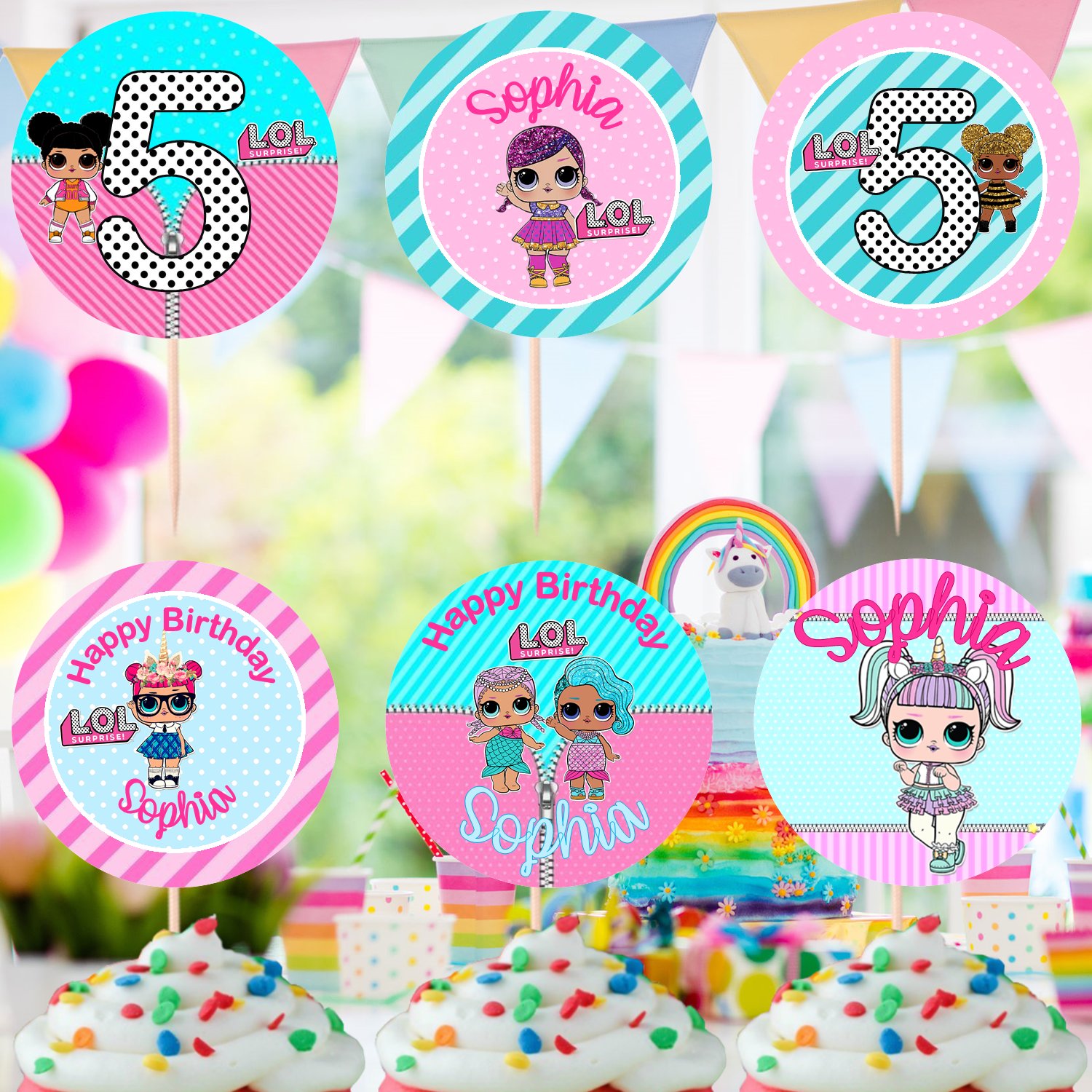 Personalized LOL Surprise Dolls Cupcake Toppers Printable Digital