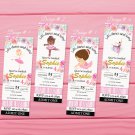 Ballerina Ticket Invitation 4 Designs Variations Printable Digital Princess Pink