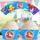 Ariel Disney Princess Cupcake Wrappers Printable Digital Instant Download