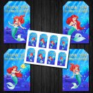 Ariel Disney Princess Favor Tags Instant Download box loot mermaid ocean sea birthday