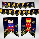 Superhero Comic Birthday Banner Design 2 Instant Download Digital Printable Bunting Avengers Marvel