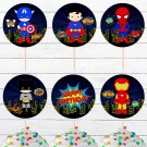 Superhero Cute Comic Cupcake Toppers Digital Printable Dolls Instant Download