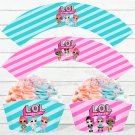 Instant Download Cupcake Wrappers Cute Dolls Birthday Party Printable Digital doll wrapper cake