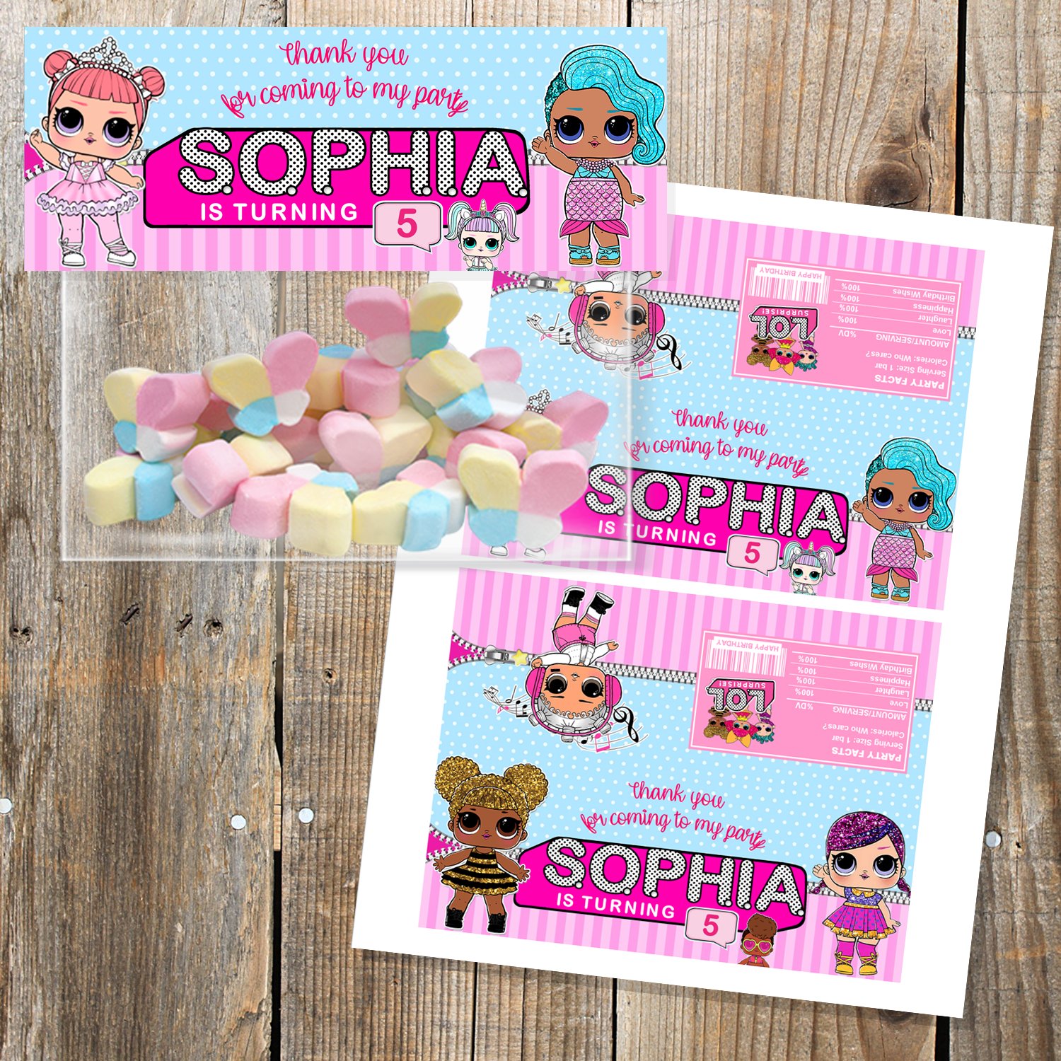 Personalized Treat Bag Toppers Cute Dolls Birthday Party Printable ...