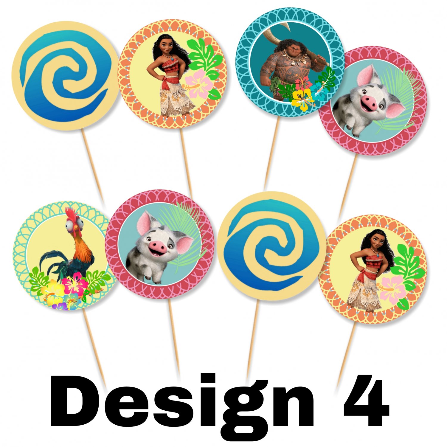 Moana Design#4 Instant Download Cupcake Toppers Birthday Party ...