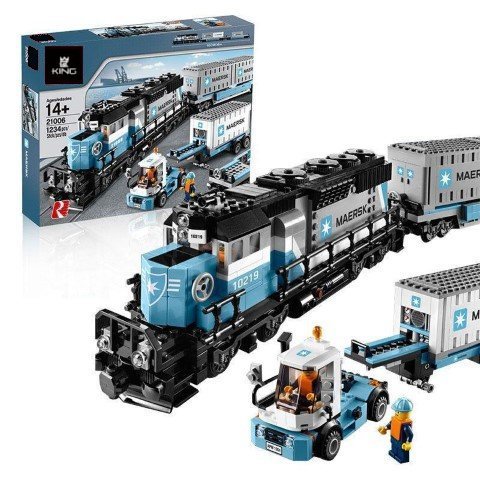 King/Lepin 21006 Maersk Container Train (Retired 10219) 1237 pcs Building Blocks *FREE* Shipping