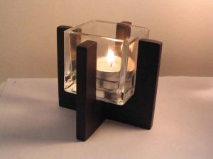 Solid wood candle holder  (P1076-1)