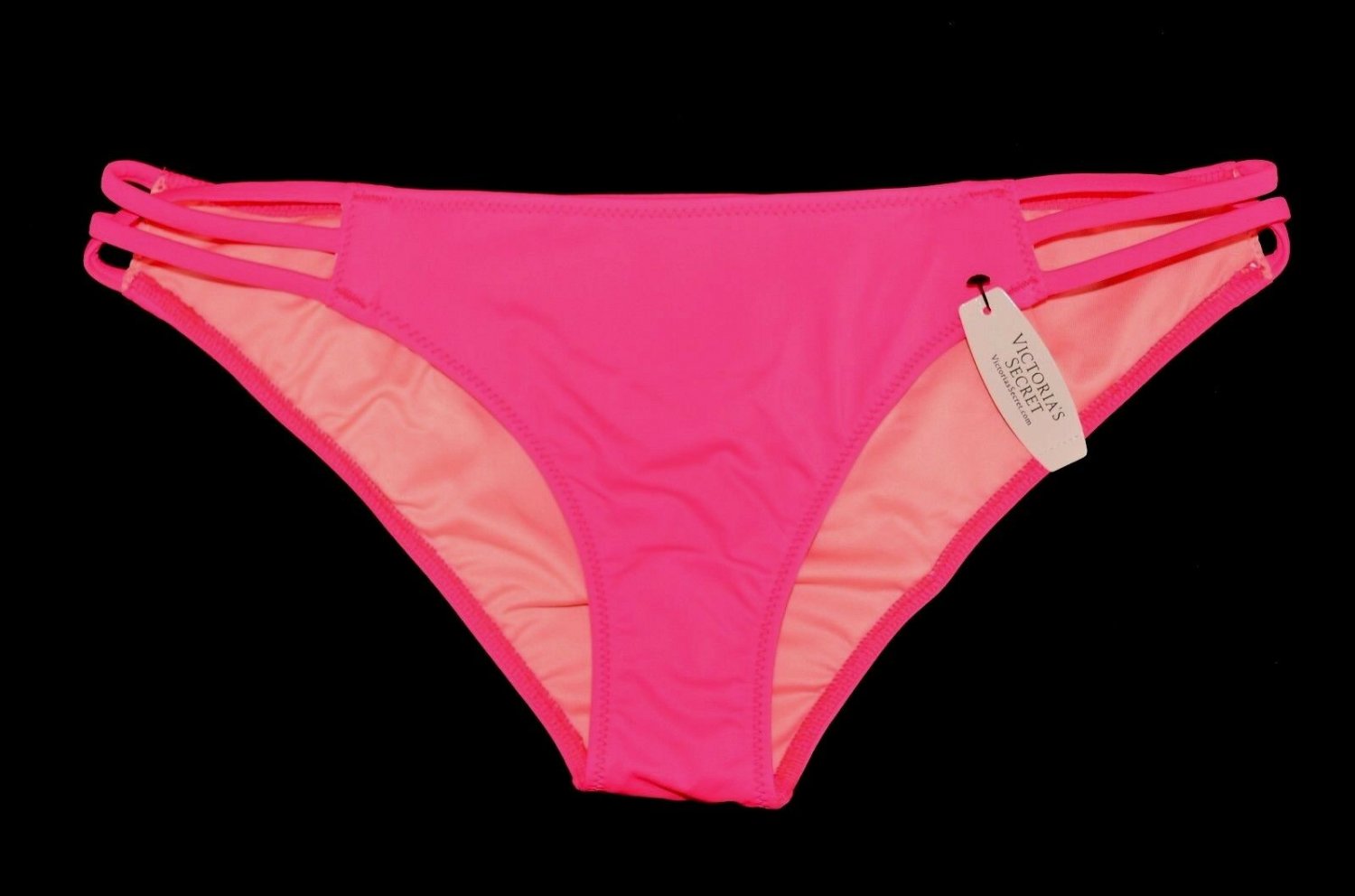 Victorias Secret Strappy Red Neon Pink Bikini Bottom Small S Swim New Swim