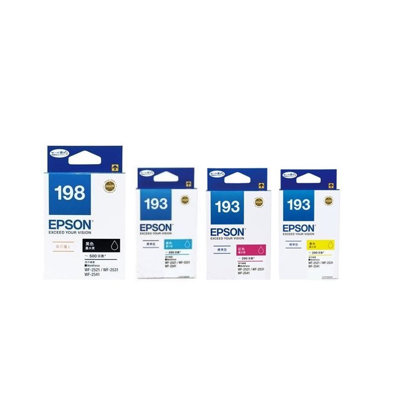 Epson 198 Black 193 Cyan Magenta Yellow Ink Cartridges