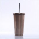 Stainless Steel Vacuum Insulated Tumbler With Straw 500ml Rose Gold