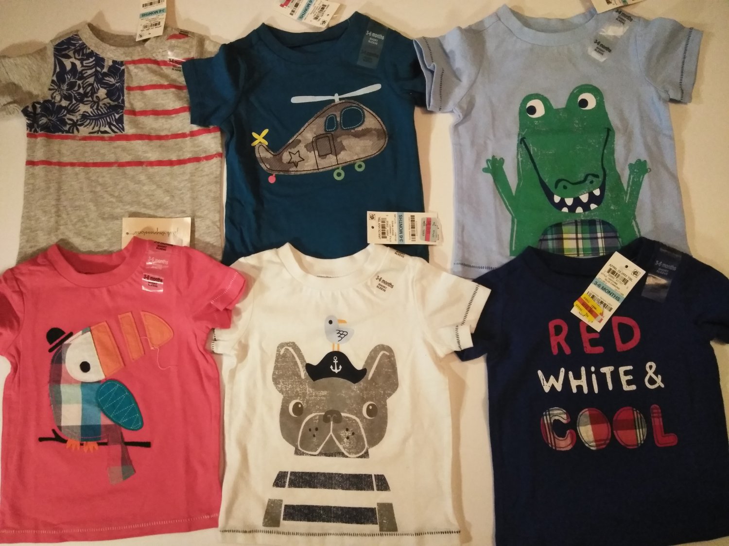 First Impression 6 Piece Set Baby's Multi Color Tee Shirts 36 Months