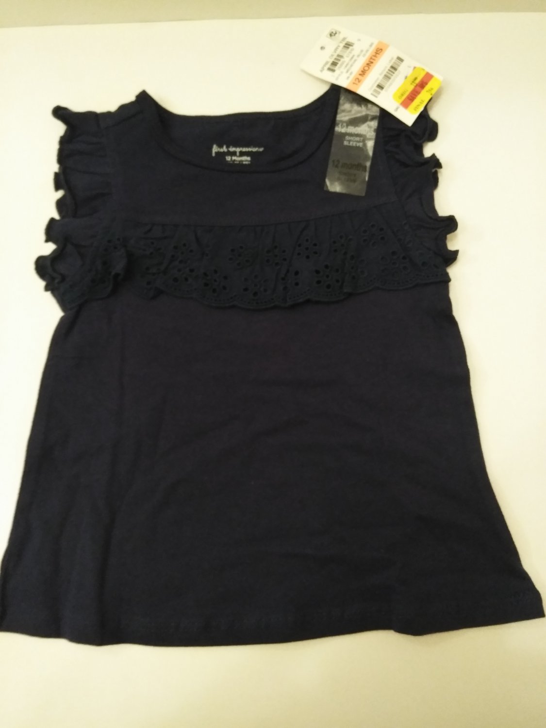 First Impression Baby Girl's Blue Short Sleeve Dress - 18 M