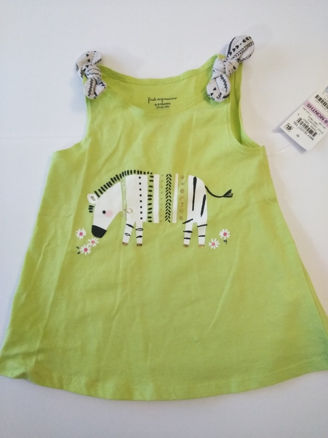 First Impression Baby Girl's Embroidered  Lime Twist Summer Dress - 3-12 M