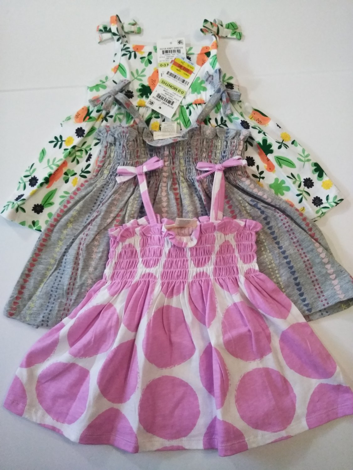 3 First Impression Baby Girl's Knit String Strap Multi Color Dress - 0-3 Months
